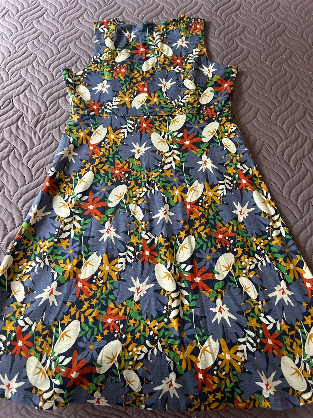 Like NEW - Toad&Co Floral Midi Dress with Multicolor Flower/Leaf Print 🌺 🍁 - Picture 6 of 9
